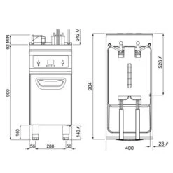 Elektro Fritteuse - 22 Liter - 22 KW - Mit Automatischer Korbanhebung & Ölfiltersystem -Küchenwelt Geschaft EFEKALB22 drawing 9765