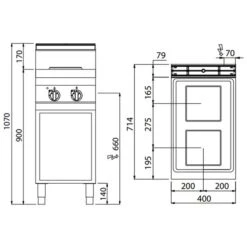 Elektroherd - 5,2 KW - 2 Platten Eckig -Küchenwelt Geschaft EHB479H drawing 5cb8