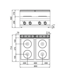 Elektroherd - 10,4 KW - 4 Platten Rund 10 Elektroherd - 10,4 KW - 4 Platten Rund -Küchenwelt Geschaft EHB873E drawing 57a3