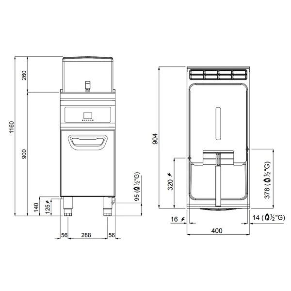 Gas Fritteuse - 20 Liter - 17,5 KW - Mit Ölfiltersystem 9 Gas Fritteuse - 20 Liter - 17,5 KW - Mit Ölfiltersystem - Image 7