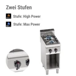 Gasherd - 14 KW - 2 Brenner -Küchenwelt Geschaft GHB471P stufen2 fab6