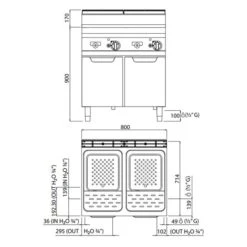 Gas Nudelkocher - 60 Liter - 20 KW -Küchenwelt Geschaft GNB879E drawing 9279