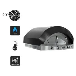 Gas Pizzaofen - Schwarz - 9x 25cm - Manuell -Küchenwelt Geschaft GPOE15B Icons 0a5a