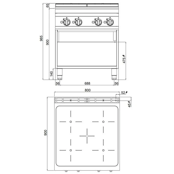 Induktionsherd - 20 KW - 4 Kochfelder 5 Induktionsherd - 20 KW - 4 Kochfelder - Image 3