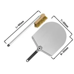 (SET) Pizzaschaufel - 30 Cm + Pizzaofenbürste