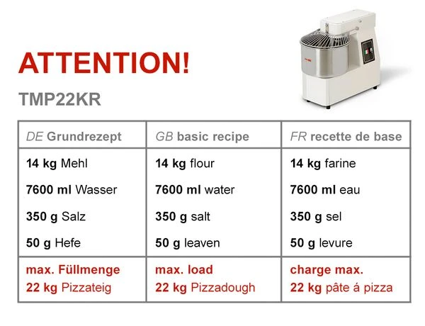 Teigknetmaschine - 22 Liter / 18 Kg - 1 Geschwindigkeit - Kessel Abnehmbar Und Rührwerk Aufklappbar 6 Teigknetmaschine - 22 Liter / 18 Kg - 1 Geschwindigkeit - Kessel Abnehmbar Und Rührwerk Aufklappbar - Image 4