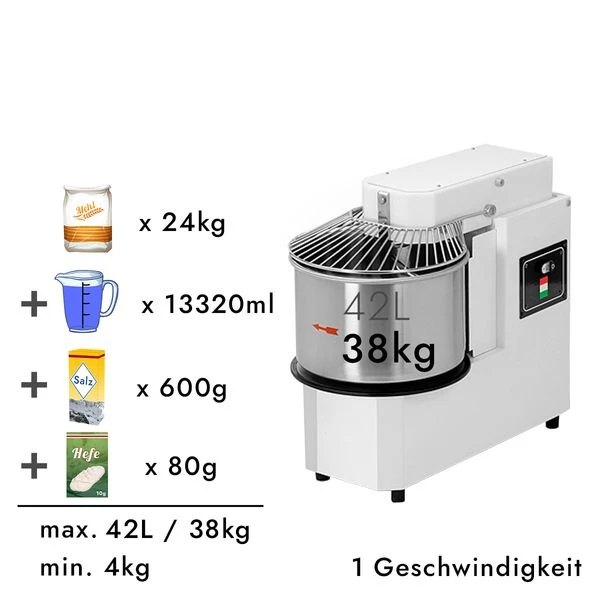 Teigknetmaschine - 42 Liter / 38 Kg - 1 Geschwindigkeit - Kessel Abnehmbar Und Rührwerk Aufklappbar 4 Teigknetmaschine - 42 Liter / 38 Kg - 1 Geschwindigkeit - Kessel Abnehmbar Und Rührwerk Aufklappbar - Image 2