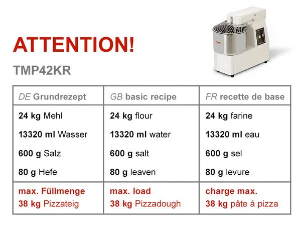 Teigknetmaschine - 42 Liter / 38 Kg - 1 Geschwindigkeit - Kessel Abnehmbar Und Rührwerk Aufklappbar 6 Teigknetmaschine - 42 Liter / 38 Kg - 1 Geschwindigkeit - Kessel Abnehmbar Und Rührwerk Aufklappbar - Image 4