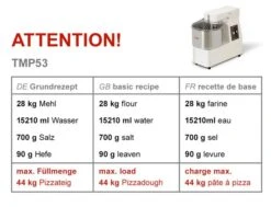 Teigknetmaschine - 53 Liter / 44 Kg - Mit Festem Kessel -Küchenwelt Geschaft tmp53 c9ed