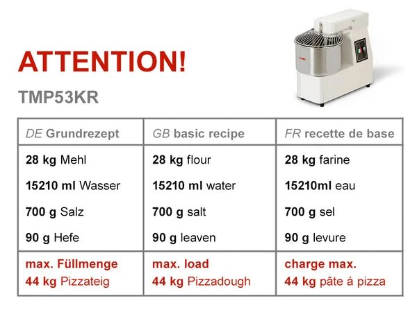 Teigknetmaschine - 53 Liter / 44 Kg - 1 Geschwindigkeit - Kessel Abnehmbar Und Rührwerk Aufklappbar 6 Teigknetmaschine - 53 Liter / 44 Kg - 1 Geschwindigkeit - Kessel Abnehmbar Und Rührwerk Aufklappbar - Image 4